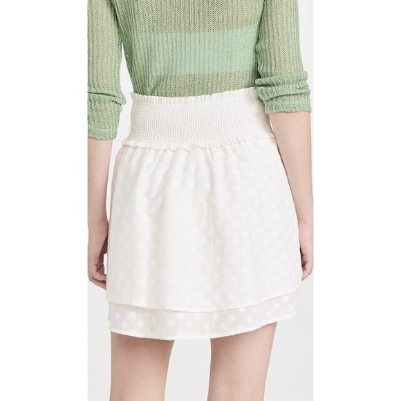 NEW Rails Addison Embroidered Daisy Smocked Waist Tiered Mini Skirt in White M - Picture 4 of 13
